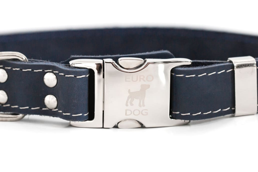 Bestseller Quick-Release Blue Jeans Leather Dog Collar