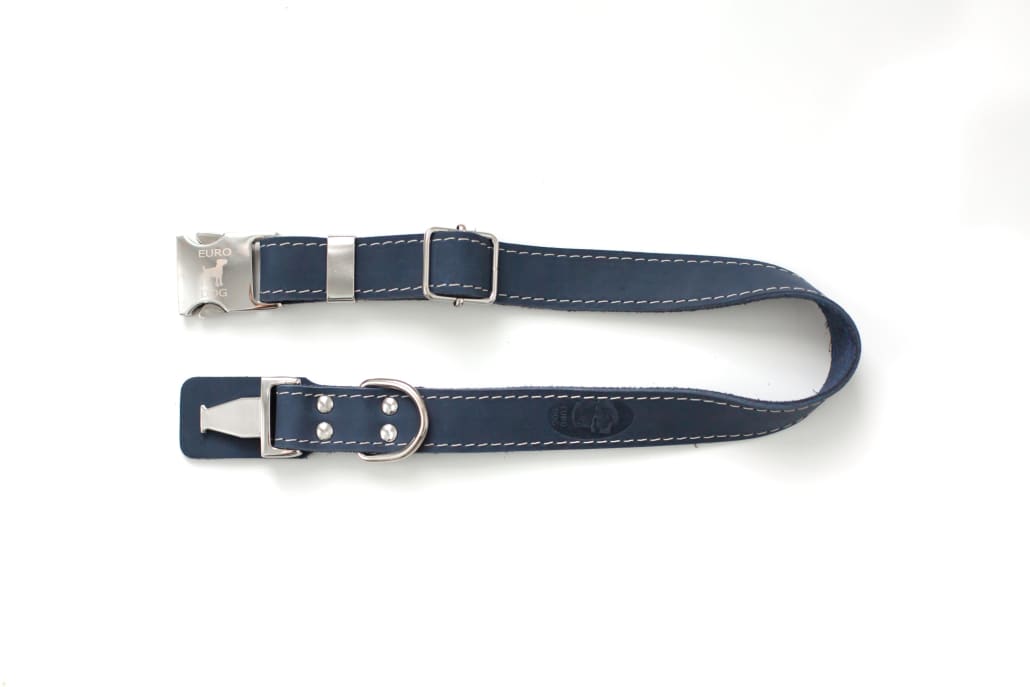 Bestseller Quick-Release Blue Jeans Leather Dog Collar