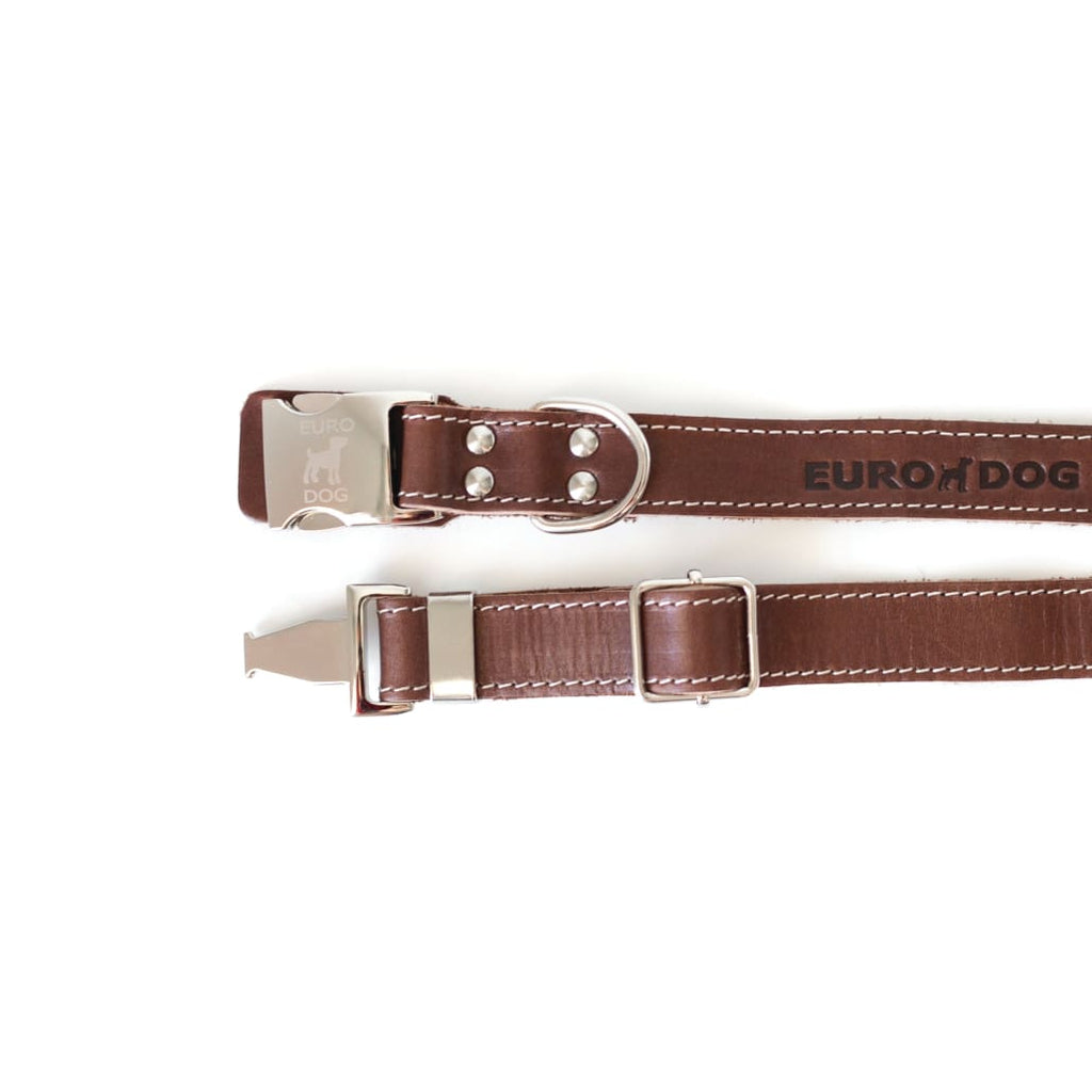 Bestseller Quick-Release Chocolate Leather Dog Collar