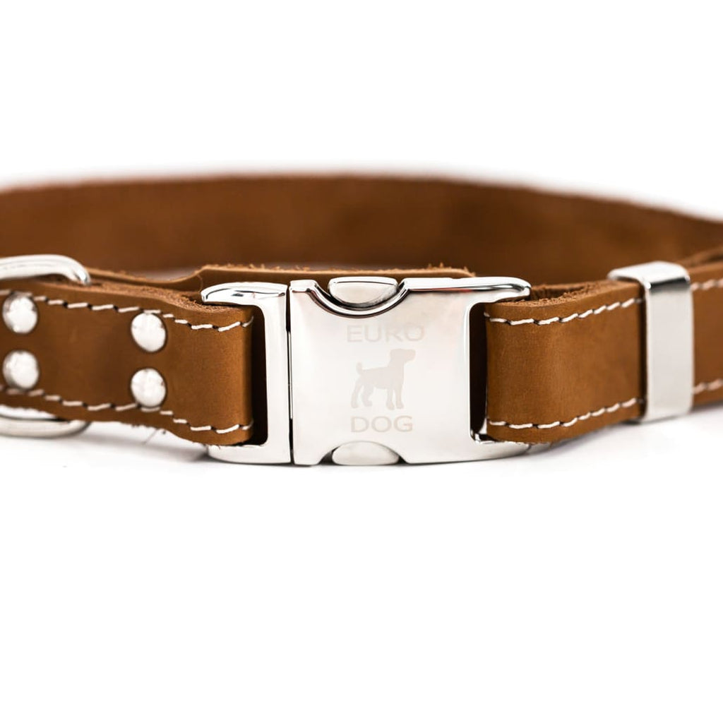 Bestseller Quick-Release Earth Brown Leather Dog Collar