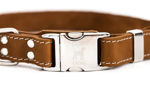 Bestseller Quick-Release Earth Brown Leather Dog Collar