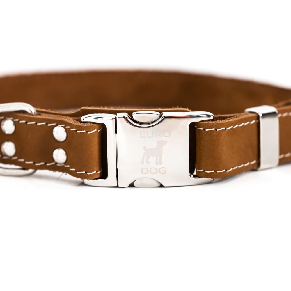 Bestseller Quick-Release Earth Brown Leather Dog Collar