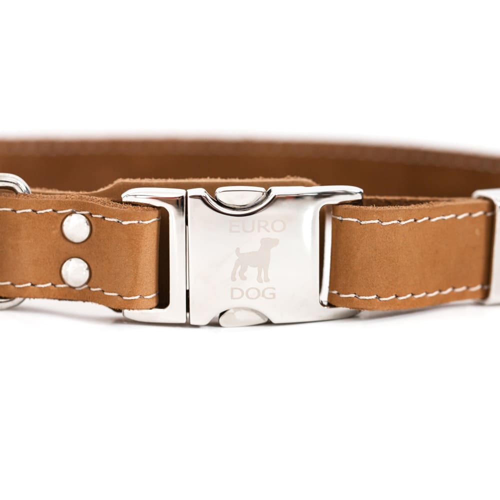 Bestseller Quick-Release Khaki Leather Dog Collar