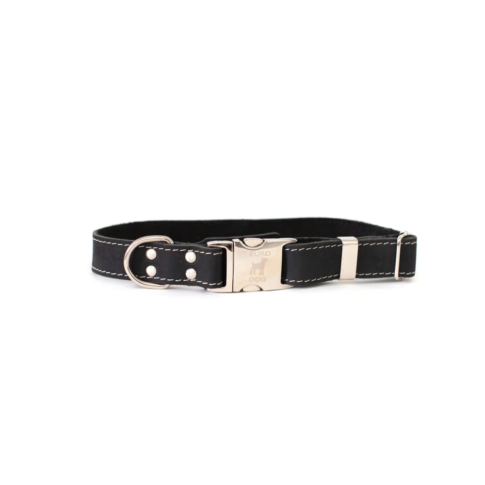 Bestseller Quick-Release Midnight Black Leather Dog Collar