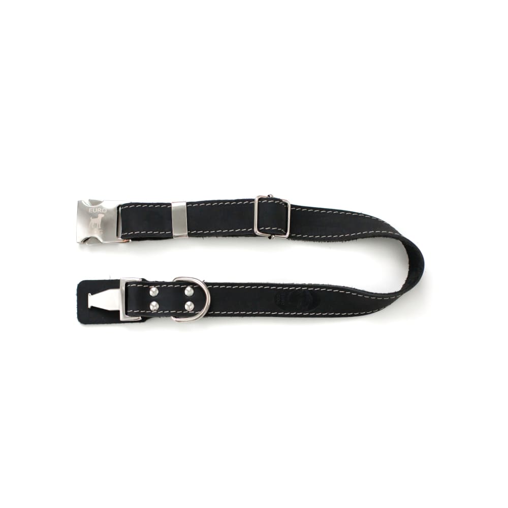 Bestseller Quick-Release Midnight Black Leather Dog Collar