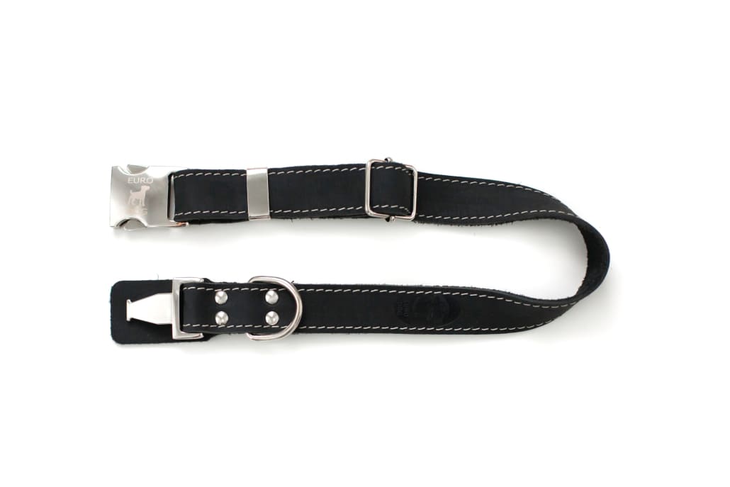 Bestseller Quick-Release Midnight Black Leather Dog Collar