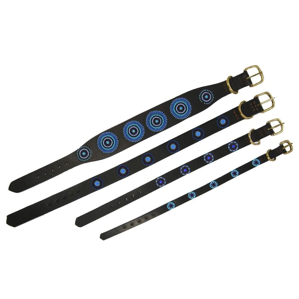 Blue/Brown Circles Beaded Dog Collar - Dog Collars - Maasai