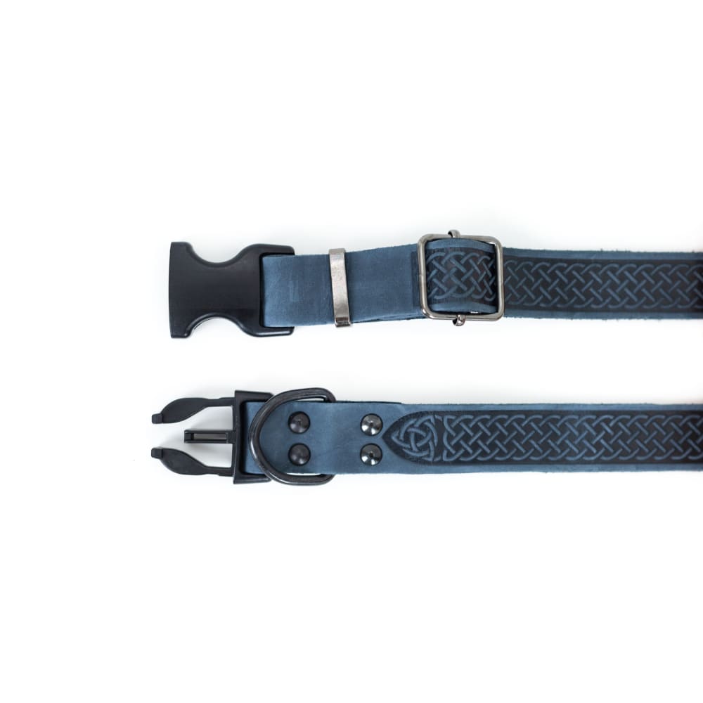 Celtic Sport Blue Jeans Leather Dog Collar - Dog Collars