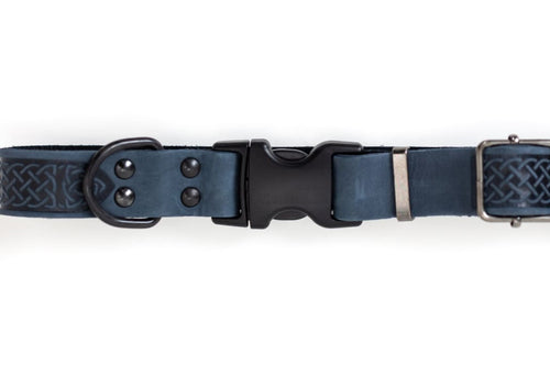 Celtic Sport Blue Jeans Leather Dog Collar - Dog Collars