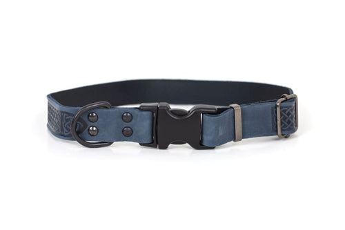 Celtic Sport Blue Jeans Leather Dog Collar - Dog Collars