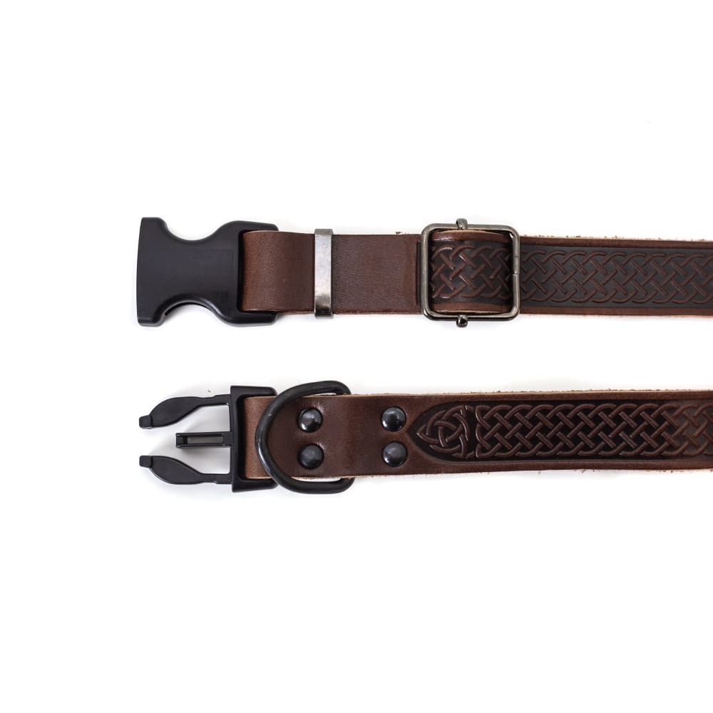 Celtic Sport Chocolate Leather Dog Collar - Dog Collars