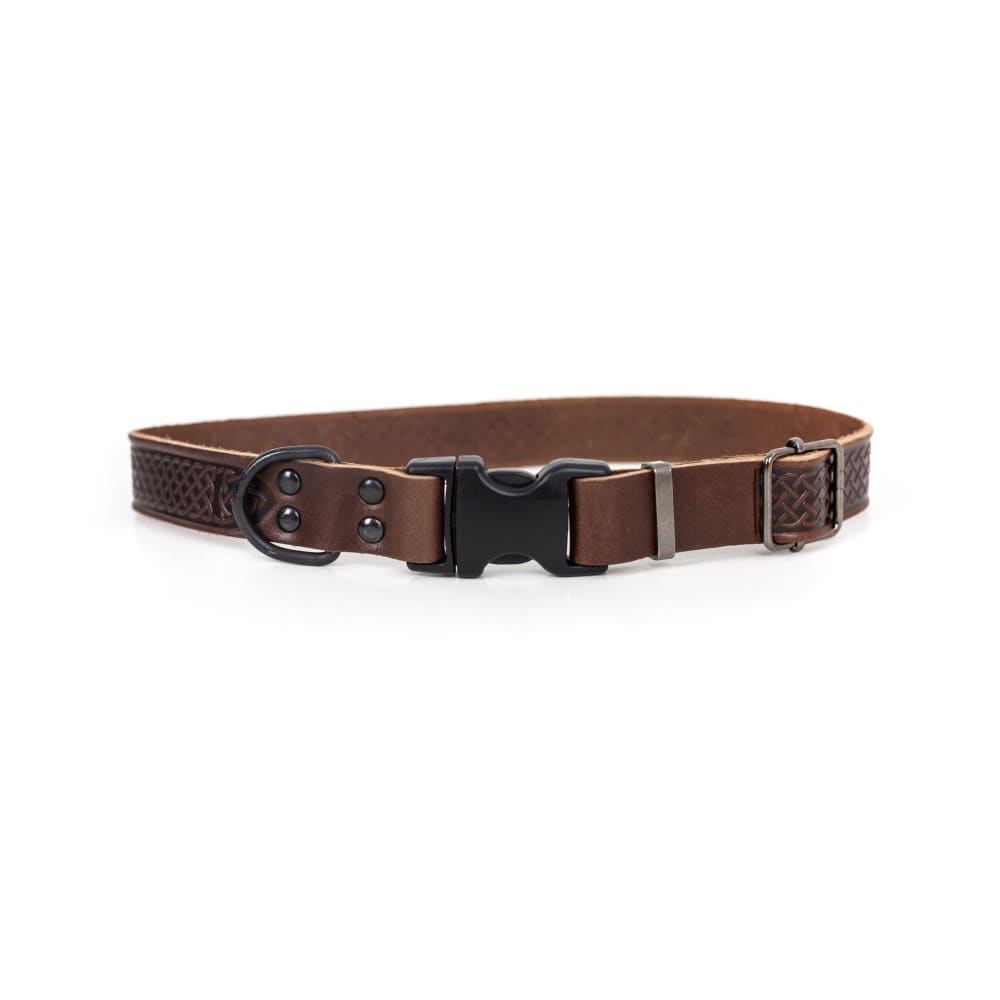 Celtic Sport Chocolate Leather Dog Collar - Dog Collars