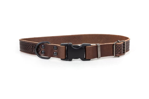 Celtic Sport Chocolate Leather Dog Collar - Dog Collars