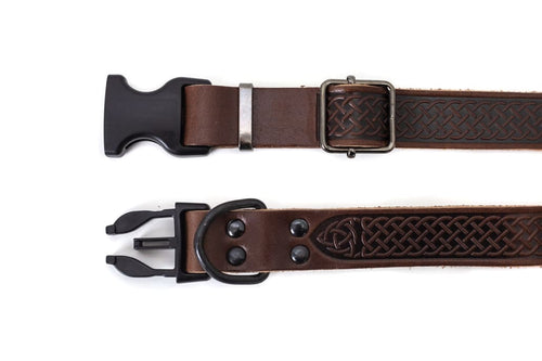 Celtic Sport Chocolate Leather Dog Collar - Dog Collars