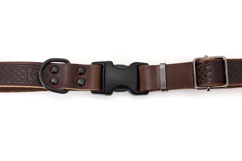 Celtic Sport Chocolate Leather Dog Collar - Dog Collars
