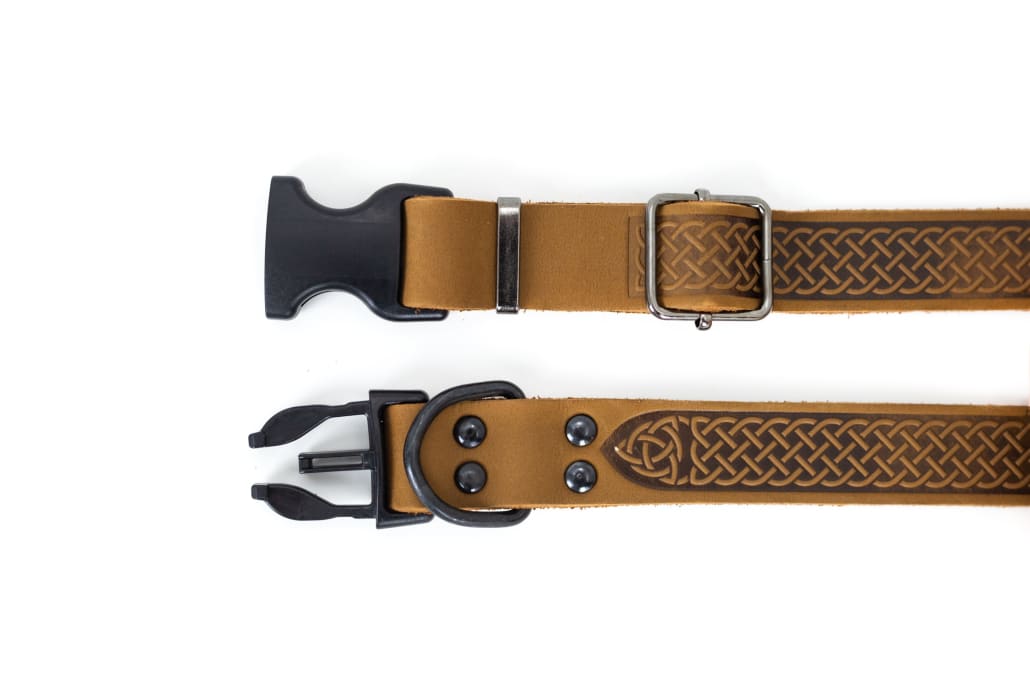 Celtic Sport Earth Brown Leather Dog Collar - Dog Collars