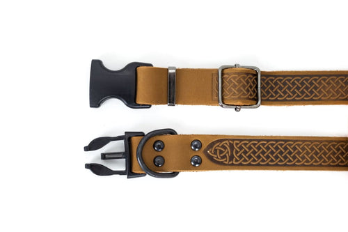 Celtic Sport Earth Brown Leather Dog Collar - Dog Collars