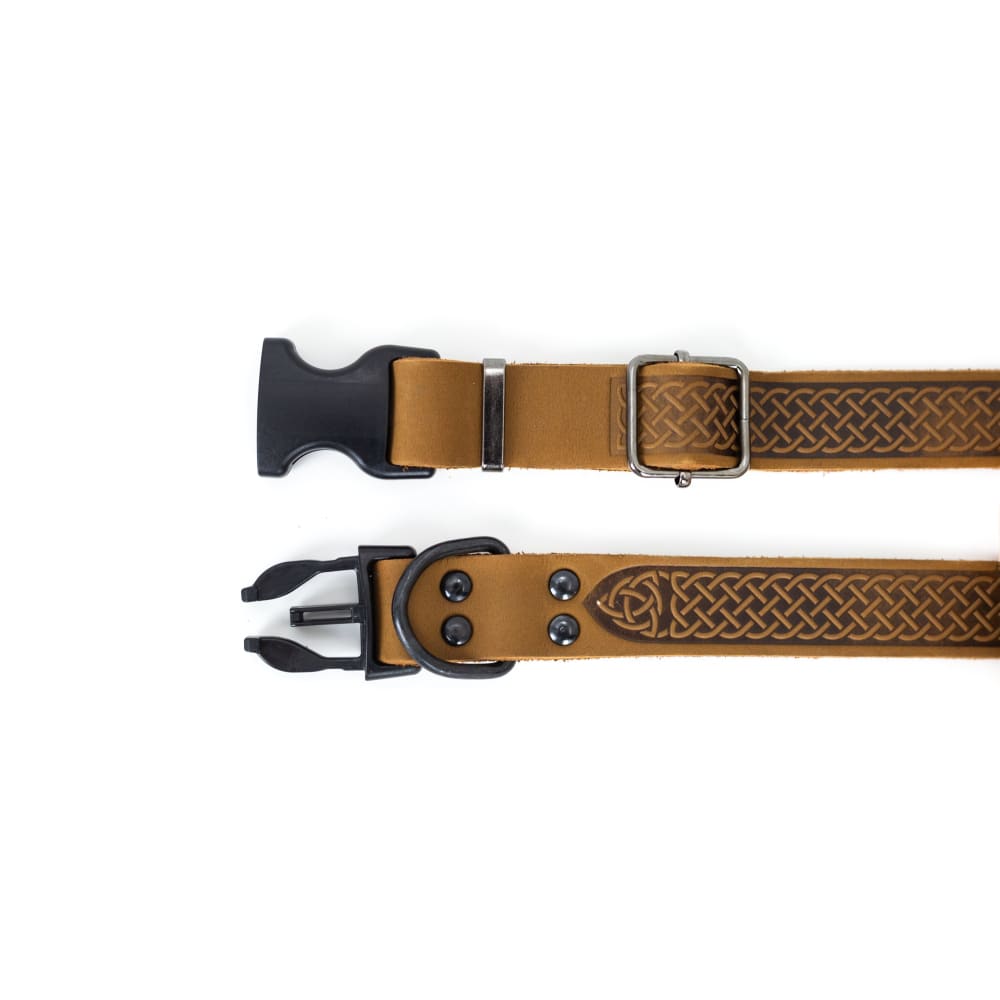 Celtic Sport Earth Brown Leather Dog Collar - Dog Collars