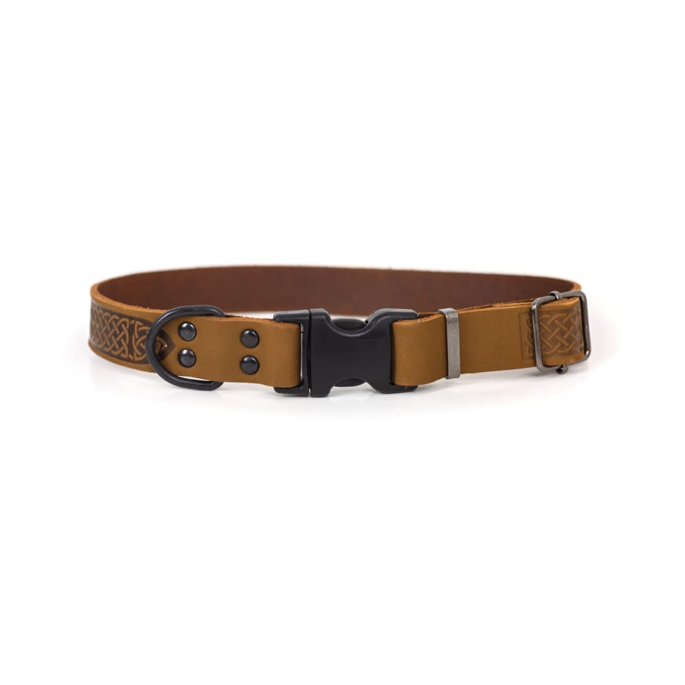 Celtic Sport Earth Brown Leather Dog Collar - Dog Collars