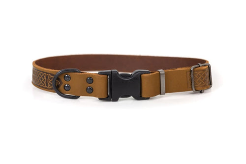 Celtic Sport Earth Brown Leather Dog Collar - Dog Collars