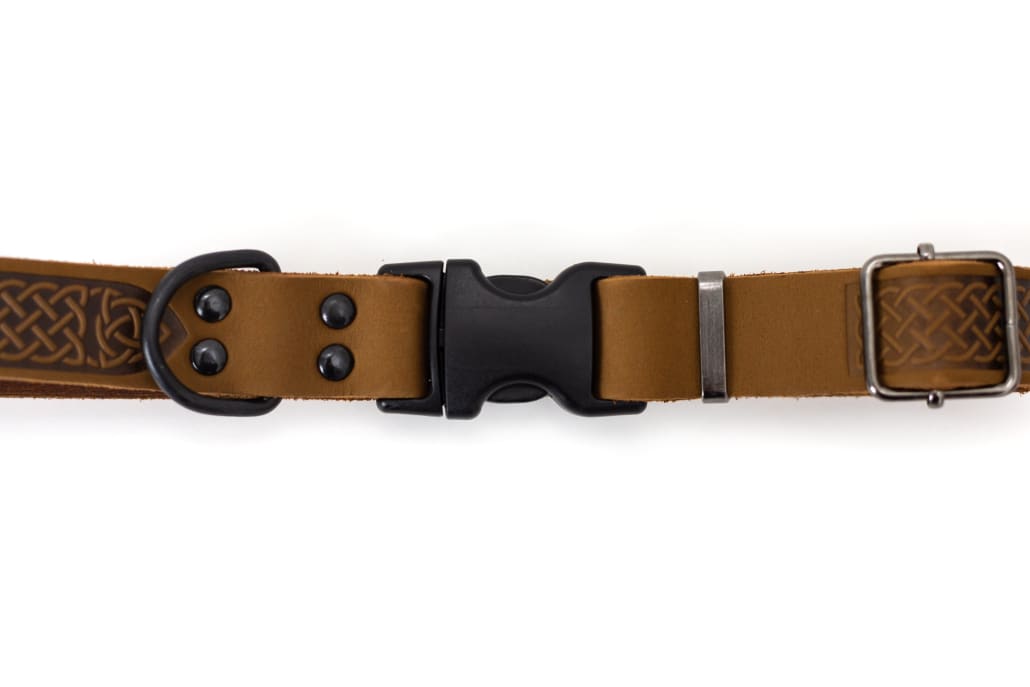 Celtic Sport Earth Brown Leather Dog Collar - Dog Collars