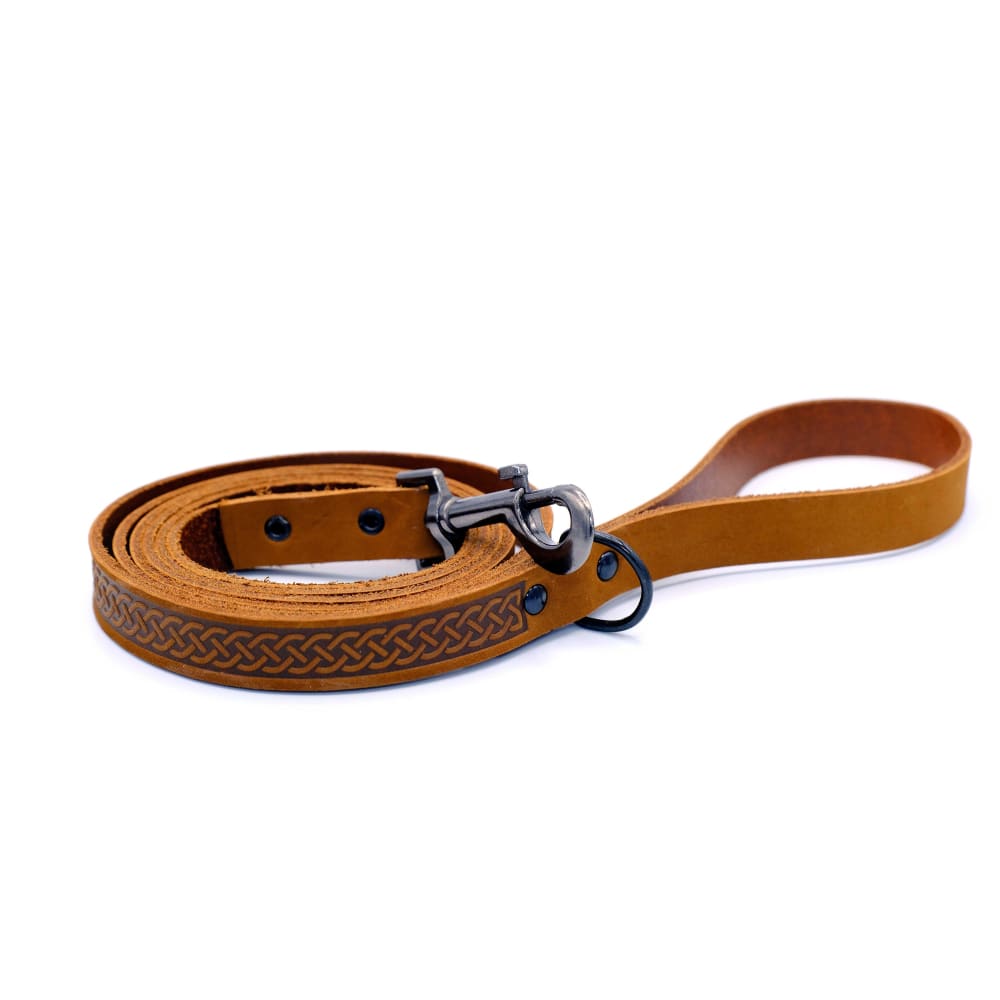 Celtic Sport Earth Brown Leather Dog Leash - Dog Leash