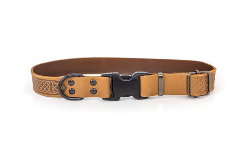 Celtic Sport Khaki Leather Dog Collar - Dog Collars - Euro