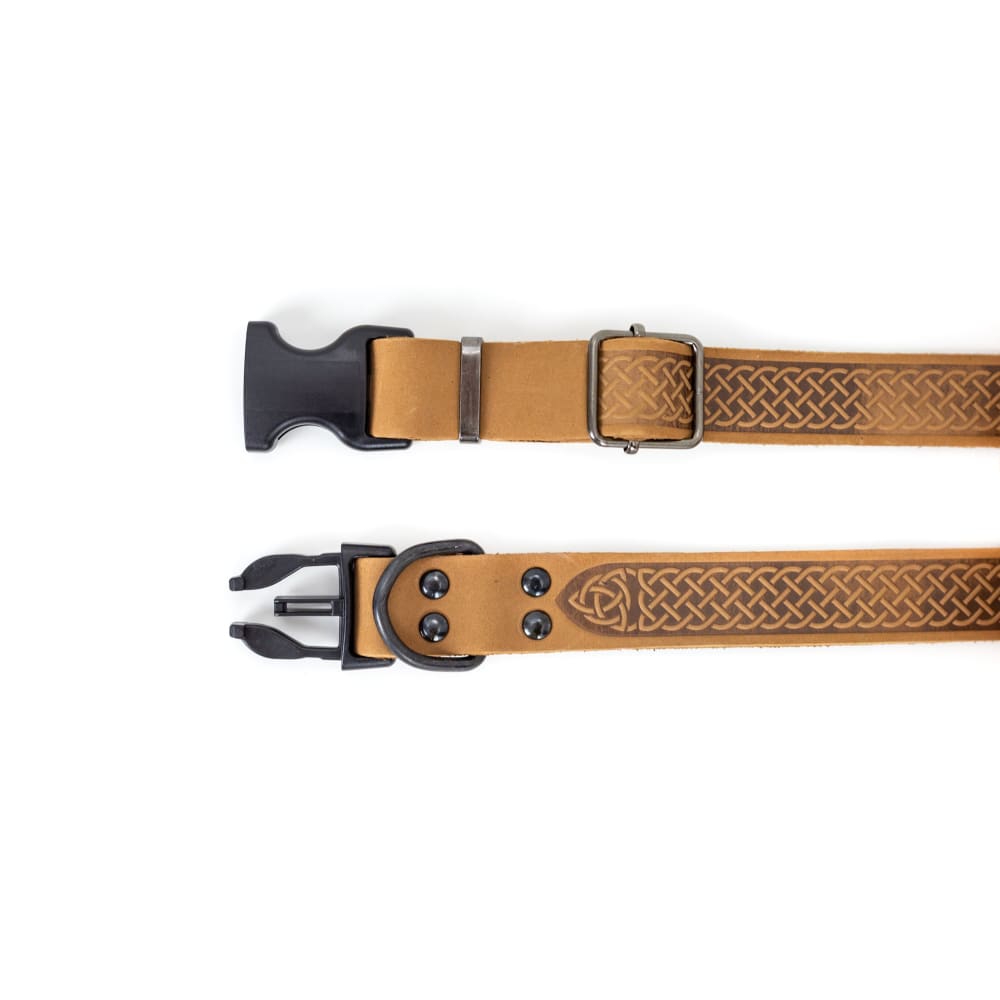 Celtic Sport Khaki Leather Dog Collar - Dog Collars - Euro