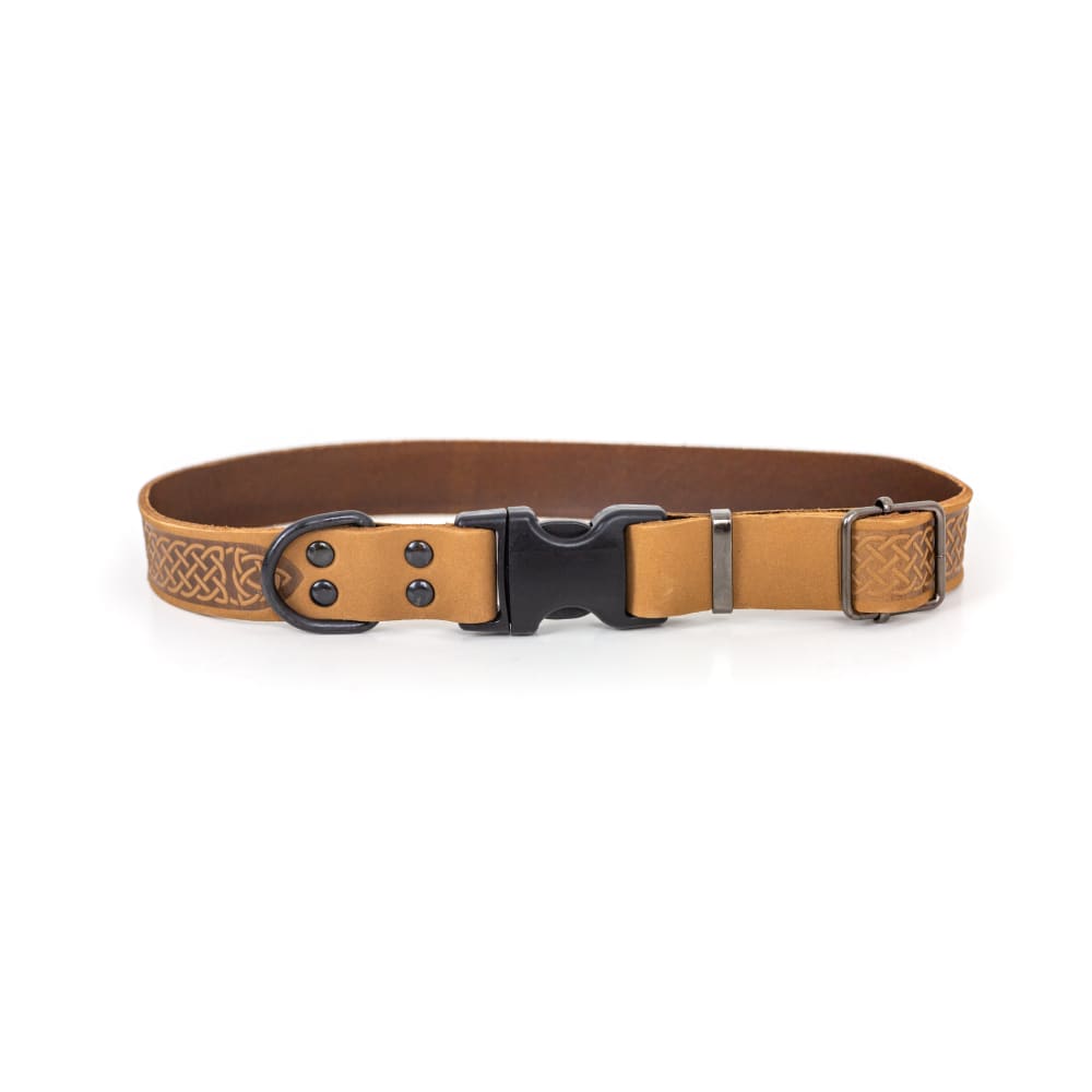 Celtic Sport Khaki Leather Dog Collar - Dog Collars - Euro