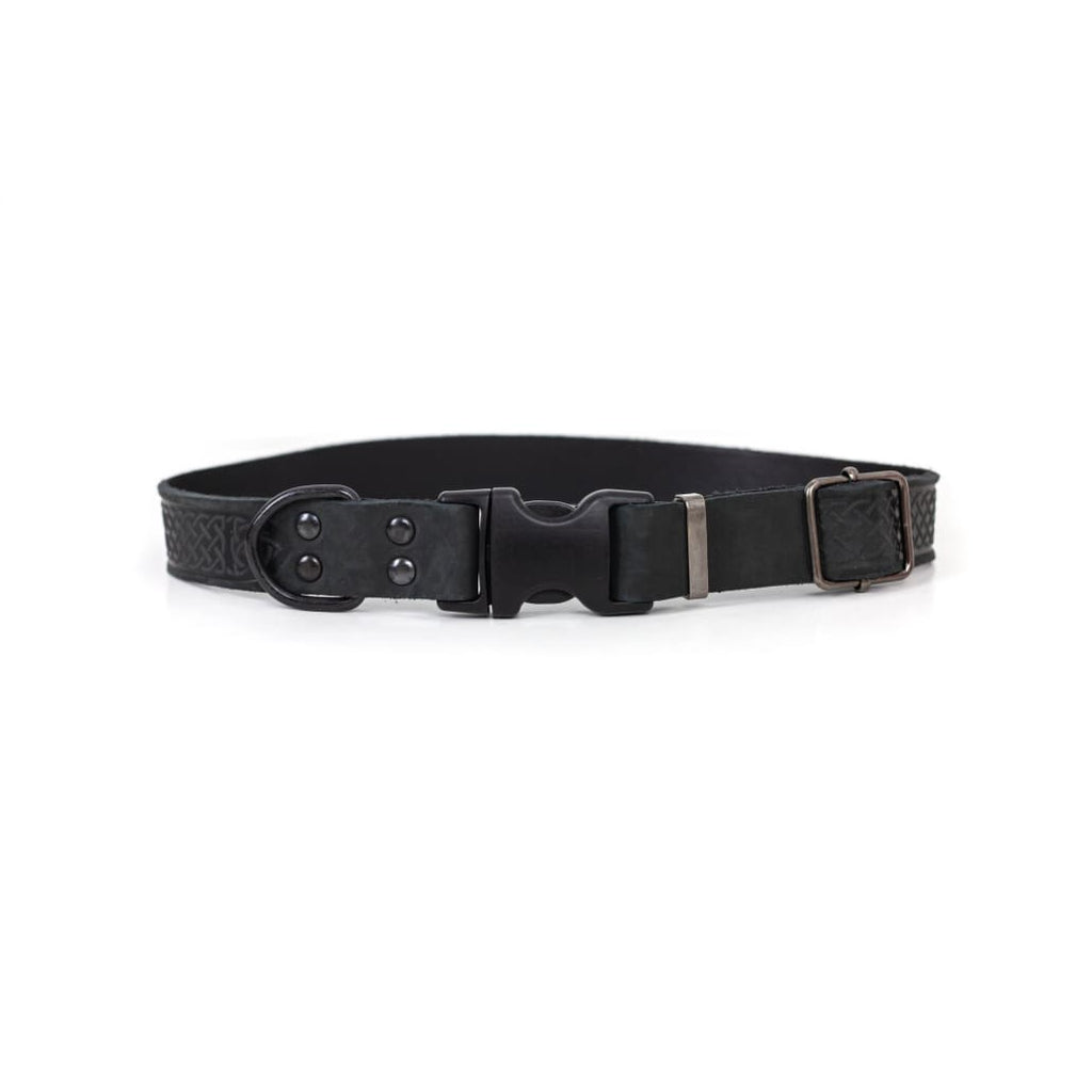 Celtic Sport Midnight Black Leather Dog Collar - Dog