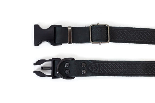 Celtic Sport Midnight Black Leather Dog Collar - Dog