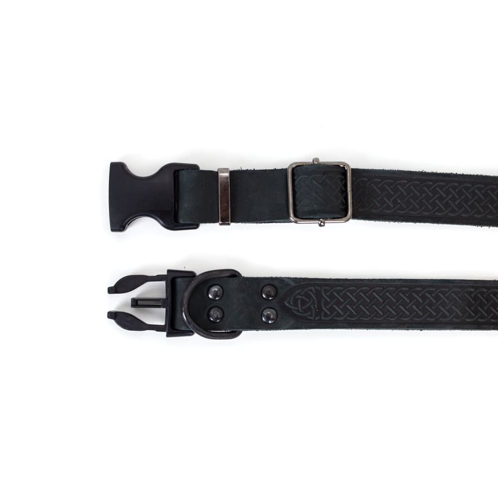 Celtic Sport Midnight Black Leather Dog Collar - Dog