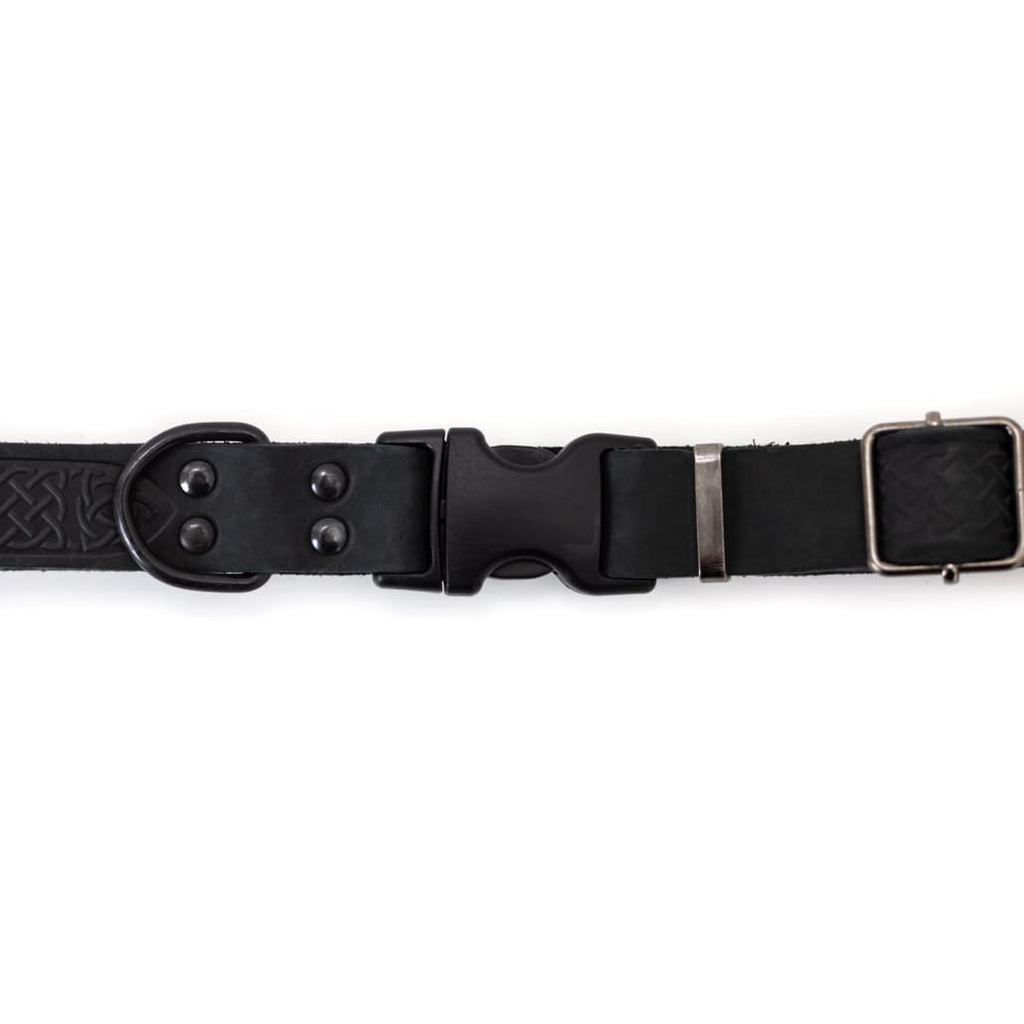 Celtic Sport Midnight Black Leather Dog Collar - Dog