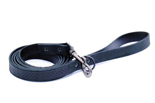 Celtic Sport Midnight Black Leather Dog Leash - Dog Leash