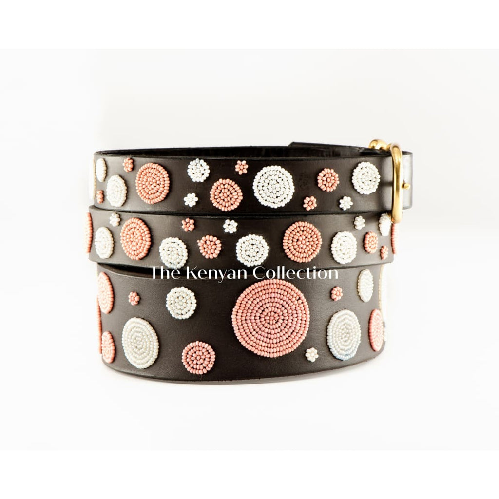 Dots Pink Beaded Dog Collar - Dog Collars - Maasai