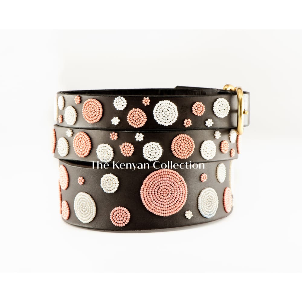 Dots Pink Beaded Dog Collar - Dog Collars - Maasai