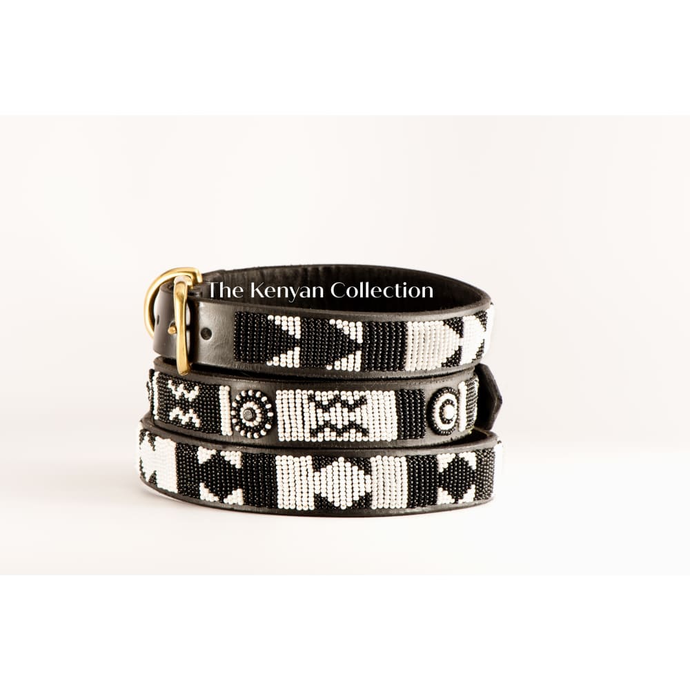 Ebony & Ivory Beaded Dog Collar - Dog Collars - Maasai