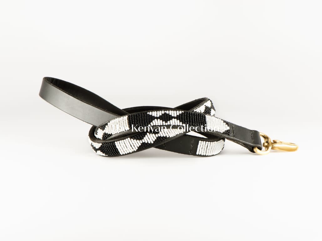 Ebony & Ivory Beaded Dog Lead - Dog Leashes - Maasai