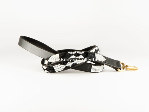 Ebony & Ivory Beaded Dog Lead - Dog Leashes - Maasai