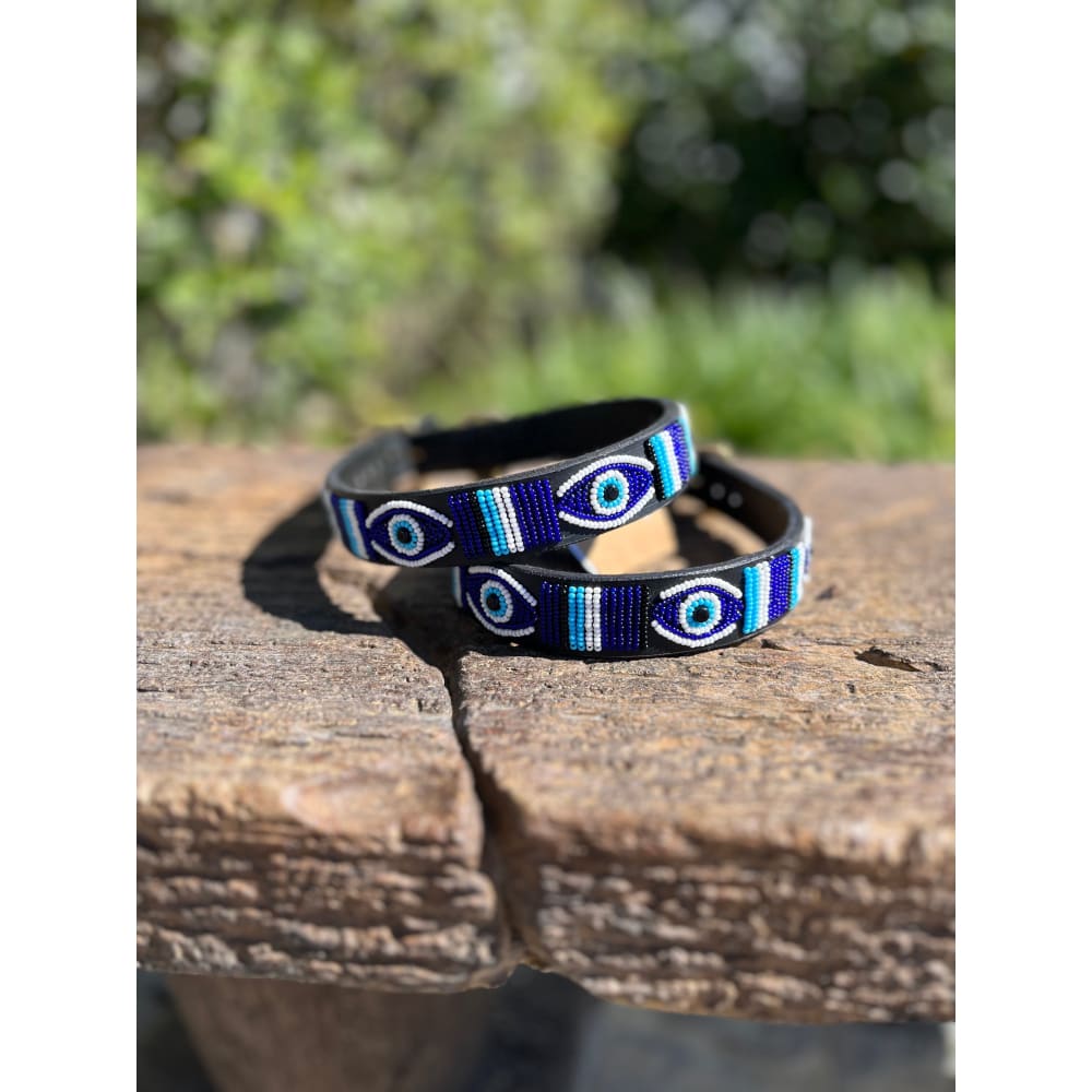 Evil Eye Beaded Dog Collar - Dog Collars - Maasai