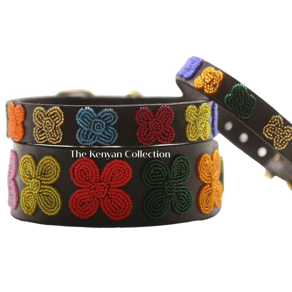 Flower Power Beaded Dog Collar - Dog Collars - Maasai