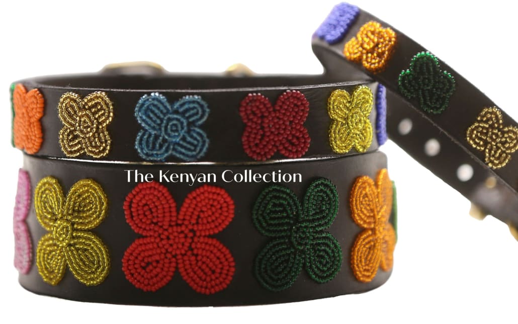 Flower Power Beaded Dog Collar - Dog Collars - Maasai