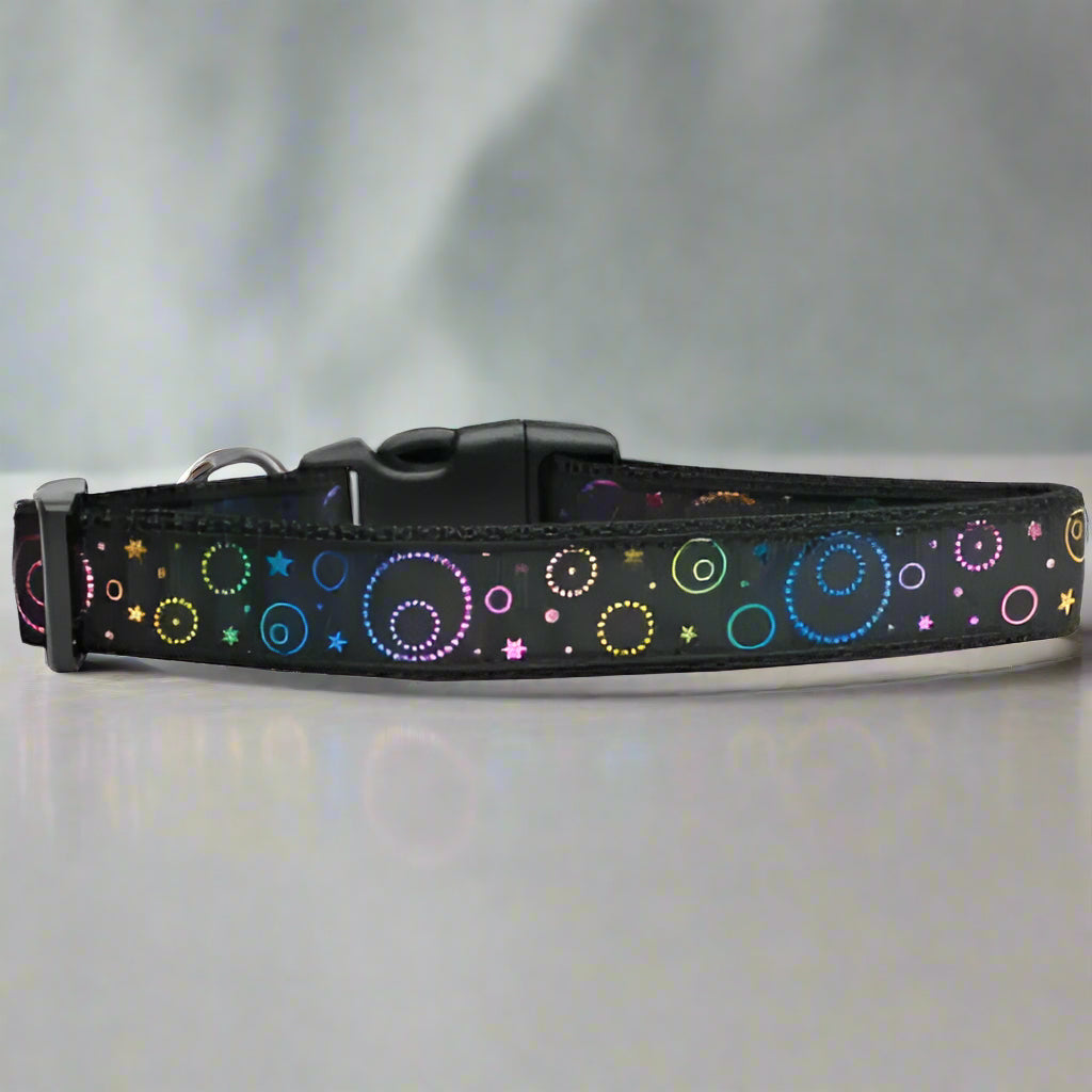 Galactic Shimmer 1’’ Nylon Dog Collar - Med Fits 10-18”