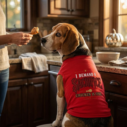 I Demand a Sacrifice. Chicken Is Fine. Halloween Dog Shirt