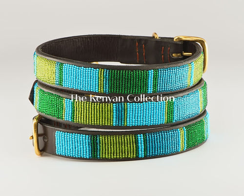 Lagoon Beaded Dog Collar - Dog Collars - Maasai