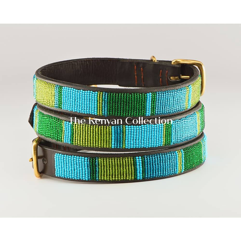 Lagoon Beaded Dog Collar - Dog Collars - Maasai