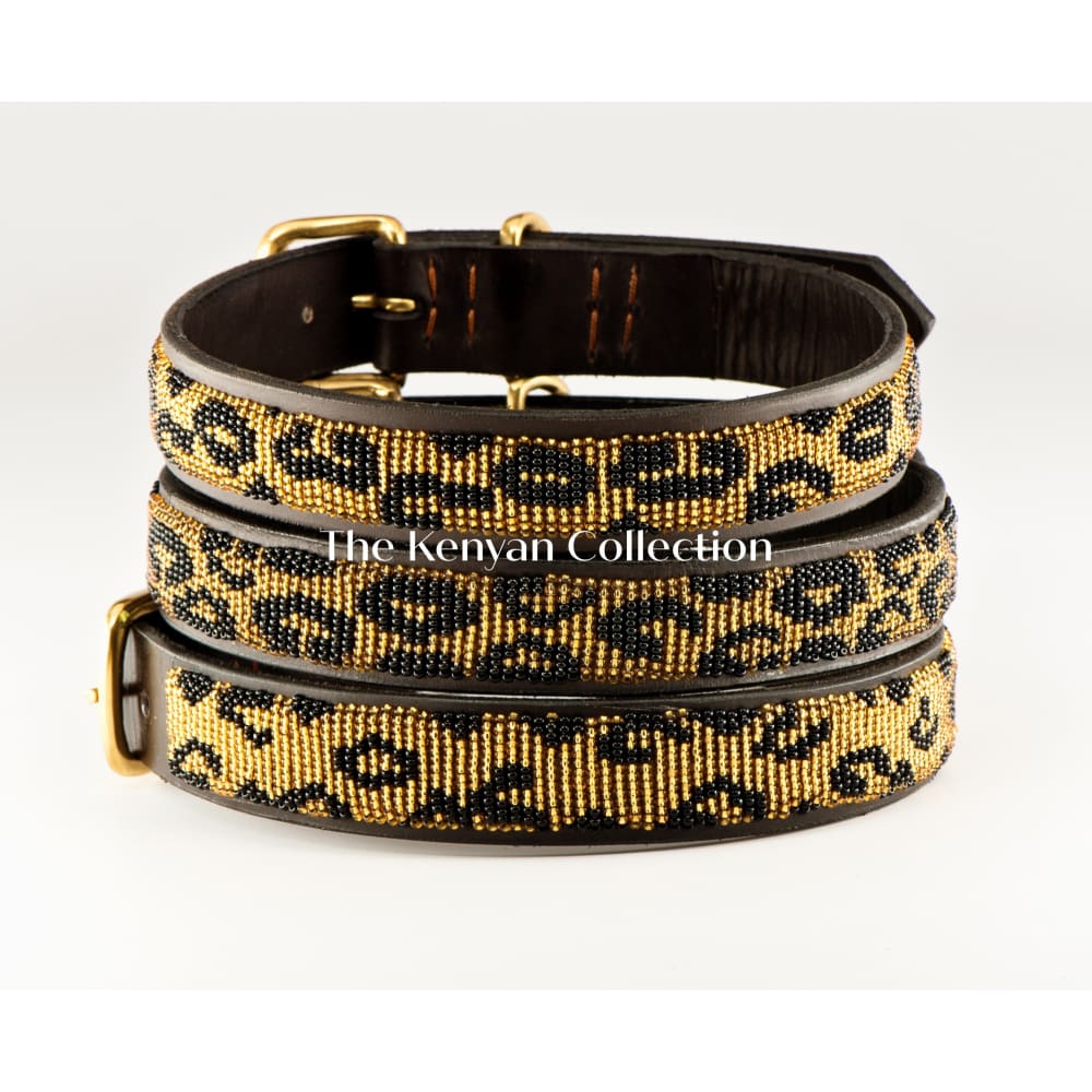 Leopard Beaded Dog Collar - Dog Collars - Maasai