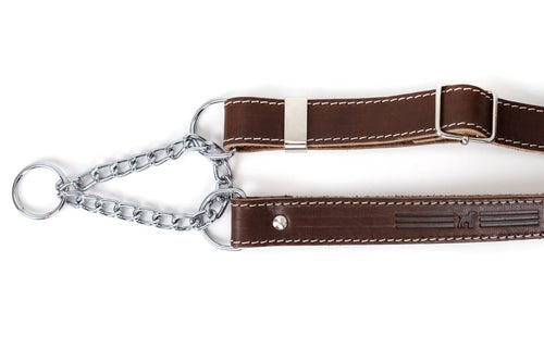 Martingale Chocolate Leather Dog Collar - Dog Collars