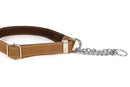 Martingale Khaki Leather Dog Collar - Dog Collars - Euro