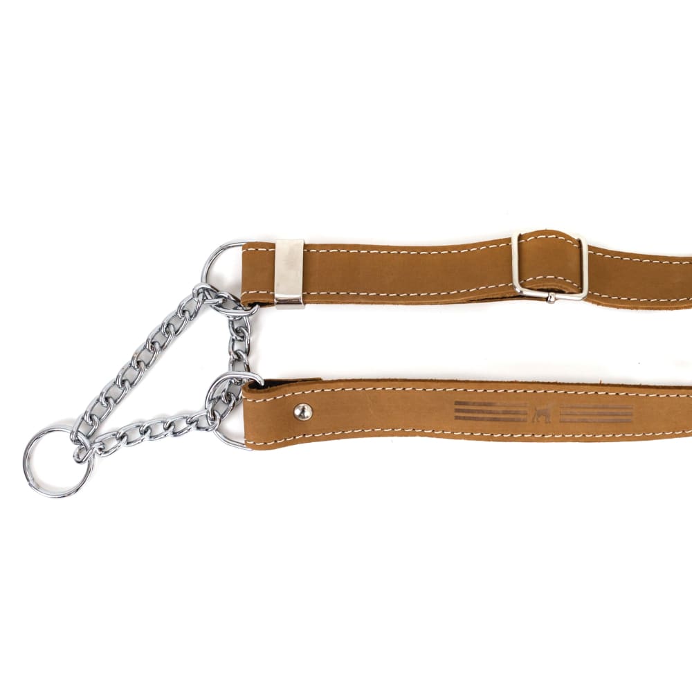 Martingale Khaki Leather Dog Collar - Dog Collars - Euro